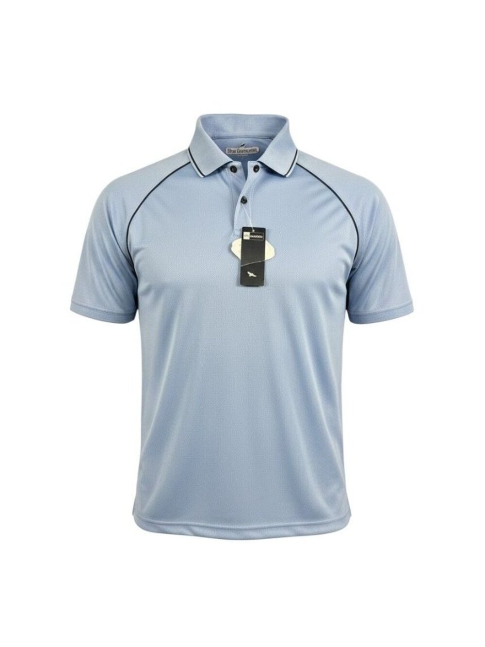Blue Generation Womens Light Blue Polo Shirt Black Piping Accents Large NWT